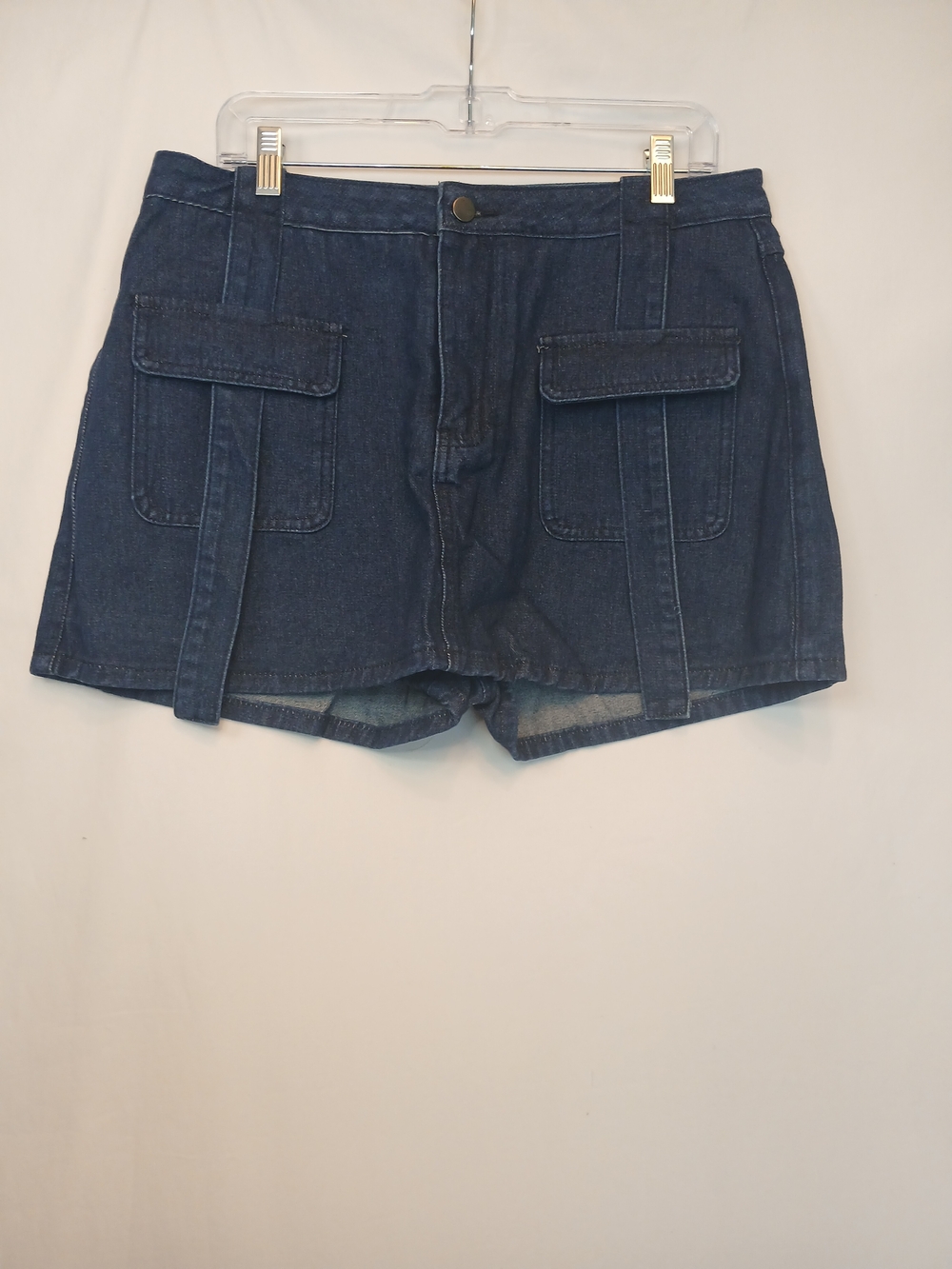 Blue Dark Wash Denim Cargo Skort XL New!
